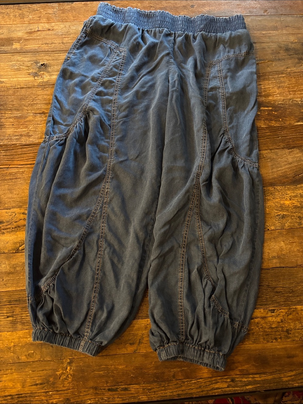 Peace Love World Wide-Leg Harem Pants in Slate Blue